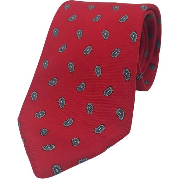 Biltwell Red and Blue Paisley Tie 100% silk - Picture 1 of 7